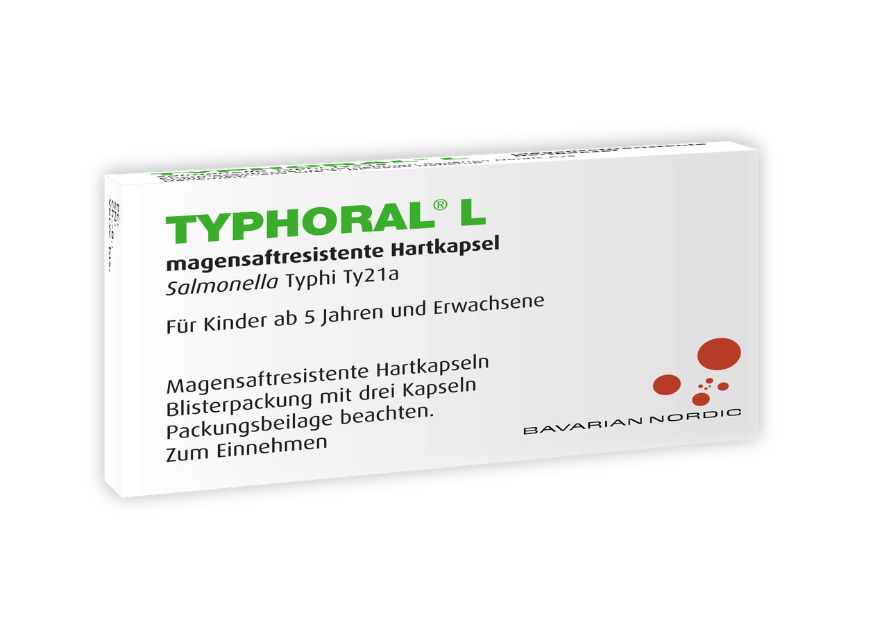 Ein Packshot des oralen Impfstoff-Produktes Typhoral.